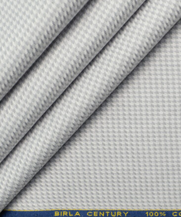 Birla Century Men's Cotton Structured 2.25 Meter Unstitched Shirting Fabric (White)