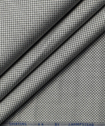 J.Hampstead Men's Giza Cotton Structured 2.25 Meter Unstitched Shirting Fabric (Grey)