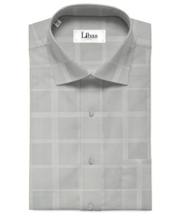 Luthai Men's Supima Cotton Checks 2.25 Meter Unstitched Shirting Fabric (Grey)