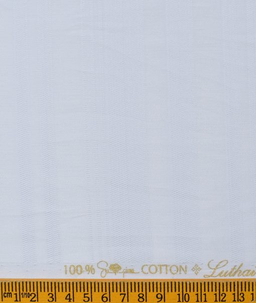 Luthai Men's Supima Cotton Striped 2.25 Meter Unstitched Shirting Fabric (Cream)