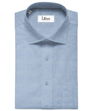 Luthai Men's Supima Cotton Checks 2.25 Meter Unstitched Shirting Fabric (Blue)