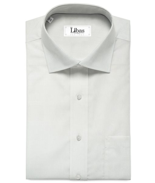 Luthai Men's Supima Cotton Checks 2.25 Meter Unstitched Shirting Fabric (White)