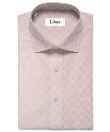 Soktas Men's Giza Cotton Self Design 2.25 Meter Unstitched Shirting Fabric (Pink)