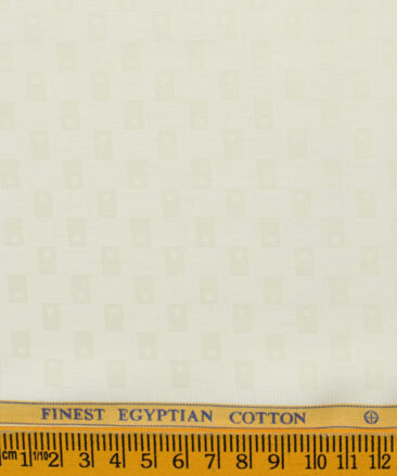 Soktas Men's Giza Cotton Self Design 2.25 Meter Unstitched Shirting Fabric (Cream)