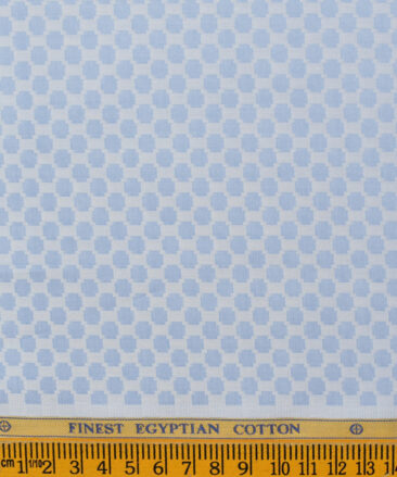 Soktas Men's Giza Cotton Self Design 2.25 Meter Unstitched Shirting Fabric (Light Blue)