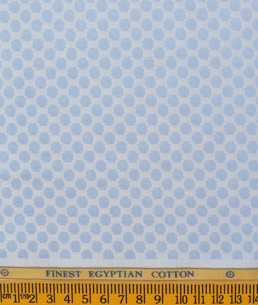 Soktas Men's Giza Cotton Self Design 2.25 Meter Unstitched Shirting Fabric (Light Blue)