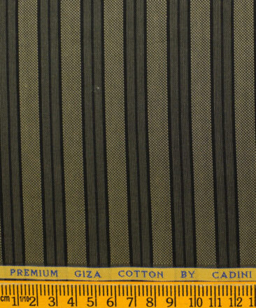 Cadini Men's Giza Cotton Striped Unstitched Shirting Fabric (Blue & Beige)