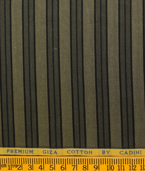 Cadini Men's Giza Cotton Striped Unstitched Shirting Fabric (Blue & Beige)