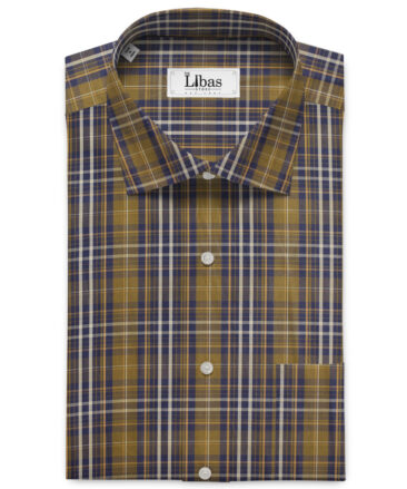 Cadini Men's Pure Cotton Checks Unstitched Shirting Fabric (Brown)