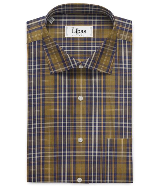 Cadini Men's Pure Cotton Checks Unstitched Shirting Fabric (Brown)