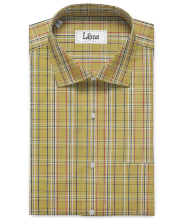 Cadini Men's Pure Cotton Checks Unstitched Shirting Fabric (Mustard Yellow)