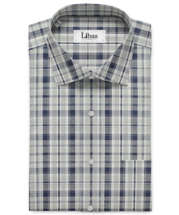 Cadini Men's Pure Cotton Checks Unstitched Shirting Fabric (White)