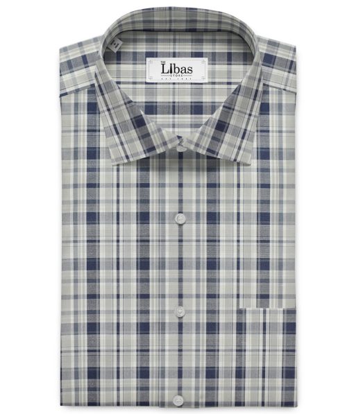 Cadini Men's Pure Cotton Checks Unstitched Shirting Fabric (White)