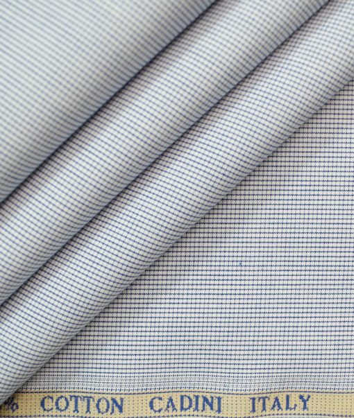 Cadini Men's Pure Cotton Checks Unstitched Shirting Fabric (White)