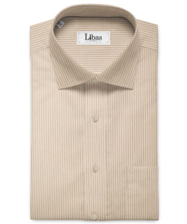 Raymond Men's Premium Cotton Striped Unstitched Shirting Fabric (Beige)