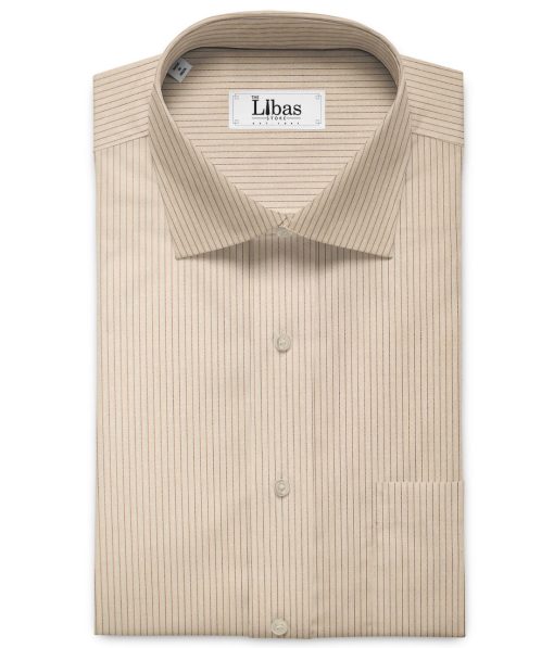 Raymond Men's Premium Cotton Striped Unstitched Shirting Fabric (Beige)