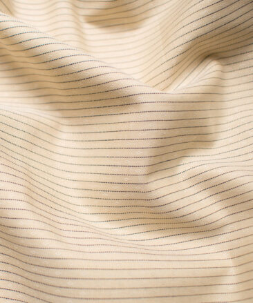 Raymond Men's Premium Cotton Striped Unstitched Shirting Fabric (Beige)