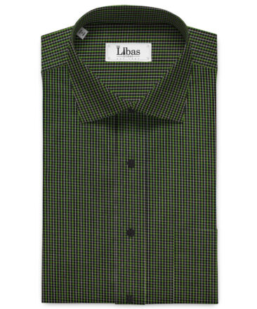 Raymond Men's Premium Cotton Checks Unstitched Shirting Fabric (Black & Green)