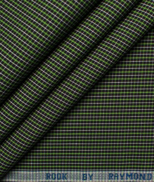 Raymond Men's Premium Cotton Checks Unstitched Shirting Fabric (Black & Green)