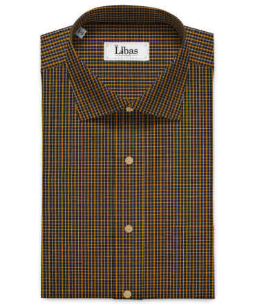 Raymond Men's Premium Cotton Checks Unstitched Shirting Fabric (Black & Yellow)