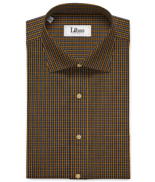 Raymond Men's Premium Cotton Checks Unstitched Shirting Fabric (Black & Yellow)