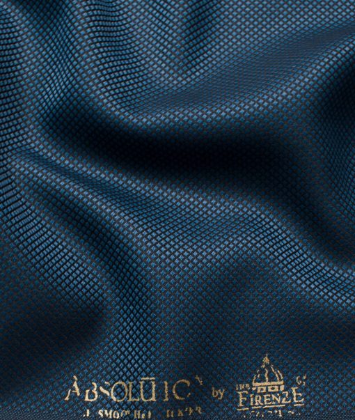 Absoluto Men's Terry Rayon Structured 3.75 Meter Unstitched Suiting Fabric (Blue)