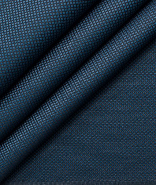 Absoluto Men's Terry Rayon Structured 3.75 Meter Unstitched Suiting Fabric (Blue)