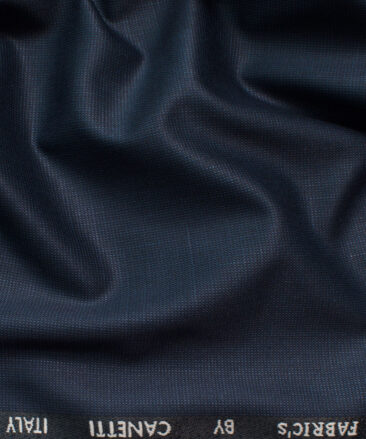 Canetti Men's Terry Rayon Self Design 3.75 Meter Unstitched Suiting Fabric (Dark Blue)