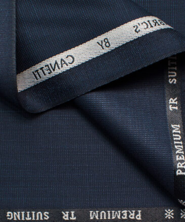 Canetti Men's Terry Rayon Self Design 3.75 Meter Unstitched Suiting Fabric (Dark Blue)