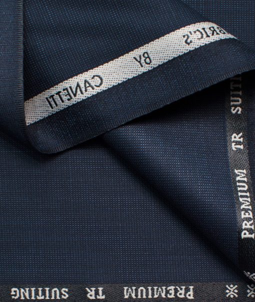 Canetti Men's Terry Rayon Self Design 3.75 Meter Unstitched Suiting Fabric (Dark Blue)