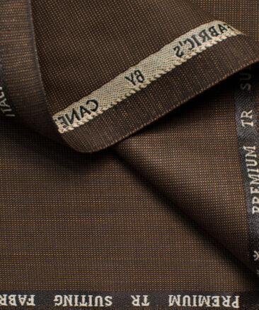 Canetti Men's Terry Rayon Self Design 3.75 Meter Unstitched Suiting Fabric (Copper Brown)