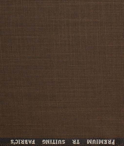 Canetti Men's Terry Rayon Self Design 3.75 Meter Unstitched Suiting Fabric (Copper Brown)