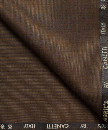 Canetti Men's Terry Rayon Self Design 3.75 Meter Unstitched Suiting Fabric (Copper Brown)