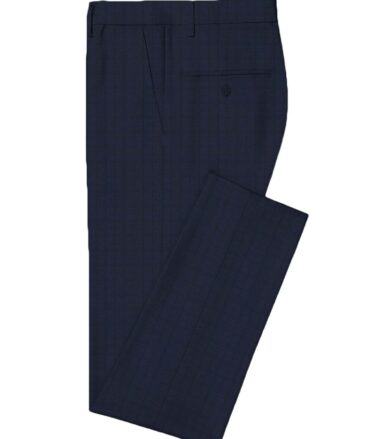 Canetti Men's Terry Rayon Checks 3.75 Meter Unstitched Suiting Fabric (Dark Blue)