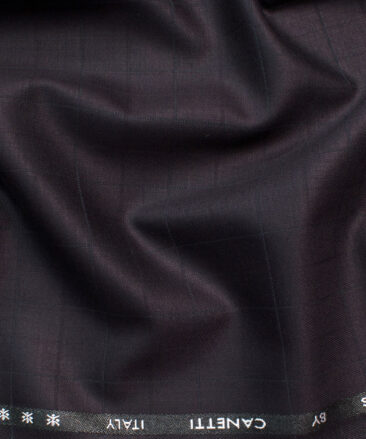 Canetti Men's Terry Rayon Checks 3.75 Meter Unstitched Suiting Fabric (Dark Wine)