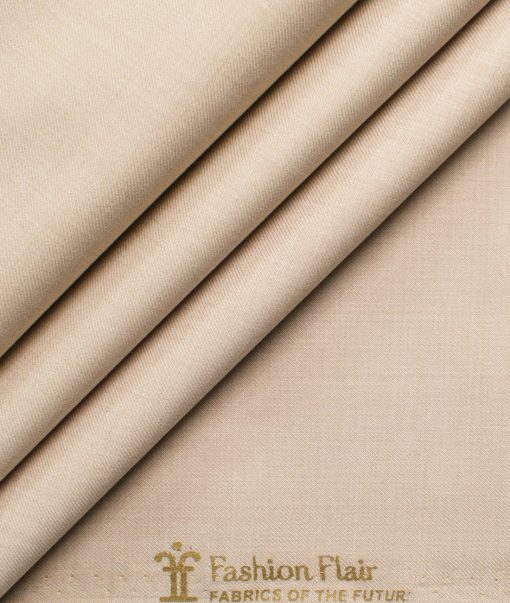 Fashion Flair Men's Terry Rayon Self Design 3.75 Meter Unstitched Suiting Fabric (Beige)