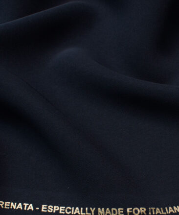 Italian Channel Men's Terry Rayon Solids Flowy 3.75 Meter Unstitched Suiting Fabric (Dark Blue)