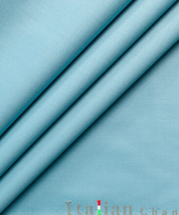 Italian Channel Men's Terry Rayon Solids 3.75 Meter Unstitched Suiting Fabric (Teal Blue)