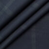 Italian Channel Men's Terry Rayon Checks 3.75 Meter Unstitched Suiting Fabric (Dark Blue)