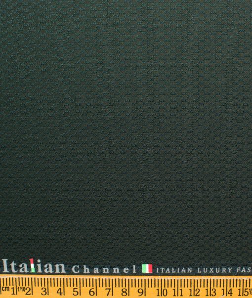 Italian Channel Men's Terry Rayon Structured 3.75 Meter Unstitched Suiting Fabric (Dark Pine Green)