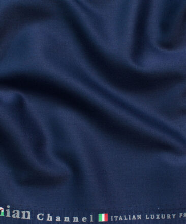 Italian Channel Men's Terry Rayon Solids 3.75 Meter Unstitched Suiting Fabric (Dark Royal Blue)