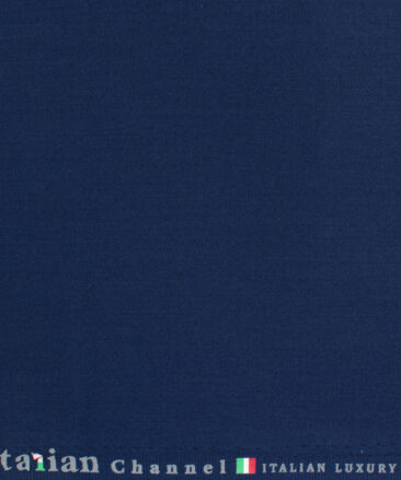 Italian Channel Men's Terry Rayon Solids 3.75 Meter Unstitched Suiting Fabric (Dark Royal Blue)