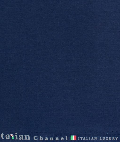 Italian Channel Men's Terry Rayon Solids 3.75 Meter Unstitched Suiting Fabric (Dark Royal Blue)