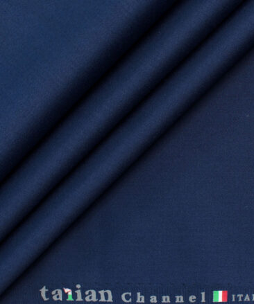 Italian Channel Men's Terry Rayon Solids 3.75 Meter Unstitched Suiting Fabric (Dark Royal Blue)