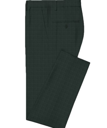 J.Hampstead Men's Terry Rayon Checks 3.75 Meter Unstitched Suiting Fabric (Dark Pine Green)