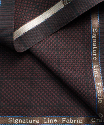 Luigi Bernardo Men's Terry Rayon Checks 3.75 Meter Unstitched Suiting Fabric (Dark Wine)