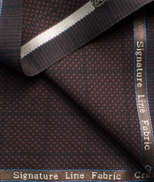 Luigi Bernardo Men's Terry Rayon Checks 3.75 Meter Unstitched Suiting Fabric (Dark Wine)