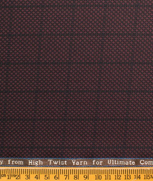 Luigi Bernardo Men's Terry Rayon Checks  Unstitched Suiting Fabric (Dark Wine) - Image 6