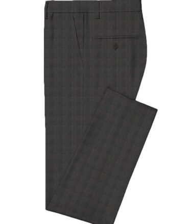 Luigi Bernardo Men's Terry Rayon Checks 3.75 Meter Unstitched Suiting Fabric (Dark Grey)