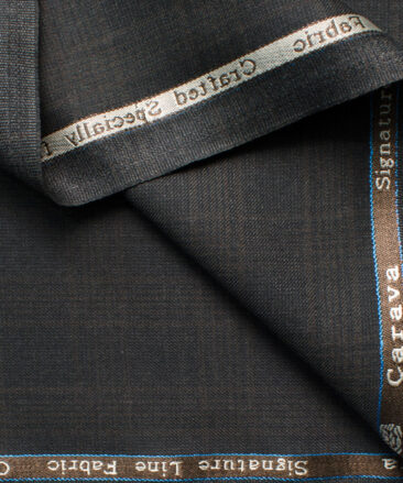 Luigi Bernardo Men's Terry Rayon Checks 3.75 Meter Unstitched Suiting Fabric (Dark Grey)